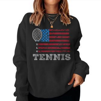 Usa Flag Tennis Us Tennis Lover Team Sport Women Sweatshirt - Monsterry