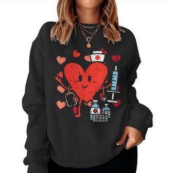 Valentines Day Nurse Heart Nursing Scrub Top Rn Women Sweatshirt | Mazezy