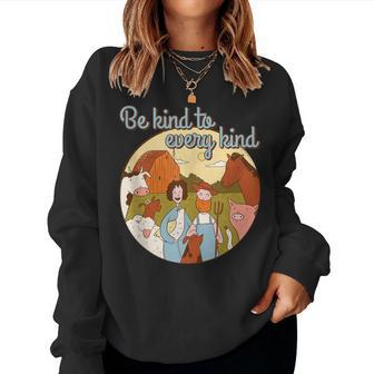 Vegan Bee Kind To Every Kind Animal Meat Vegetarian Vegan Women Sweatshirt - Monsterry CA