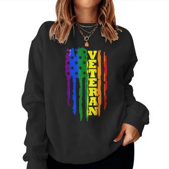 Veteran Lgbt Gay Pride Rainbow American Flag Military Women Sweatshirt - Monsterry DE