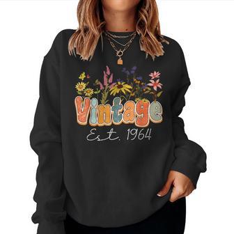 Vintage 1964 60Th Birthday Wildflower 60 Year Old Women Women Sweatshirt - Seseable