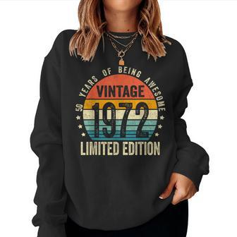 Vintage 1972 50Th Birthday Retro 50 Years Old Women Sweatshirt - Monsterry