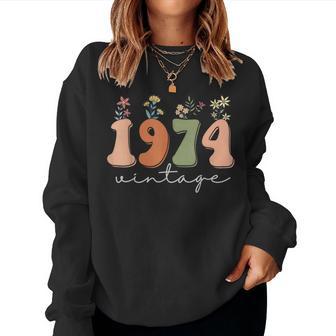 Vintage 1974 Wildflowers 49 Years Old 49Th Birthday Women Women Sweatshirt - Thegiftio UK