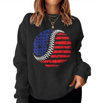 Vintage Baseball American Flag For Boys Girls Women Women Sweatshirt - Monsterry AU