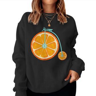 Vintage Bike Bicycle Flower Basket Orange Fruit Women Sweatshirt - Monsterry