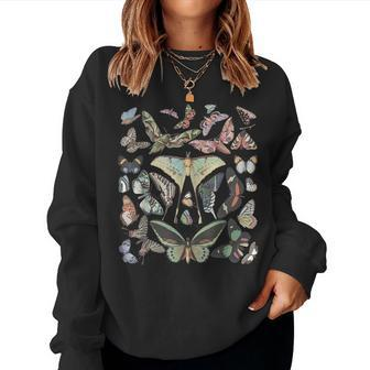 Vintage Butterfly And Moth Cute Graphic For Teacher Womens Women Sweatshirt - Seseable