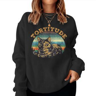 Vintage Cat Tortitude Women Women Sweatshirt - Monsterry