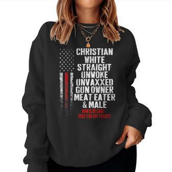Vintage Christian White Straight Unwoke Unvaxxed Gun Owner Women Sweatshirt - Seseable