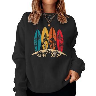 Vintage Classic Surfboard Beach Surfer Boy Girl Surfing Women Sweatshirt - Thegiftio UK