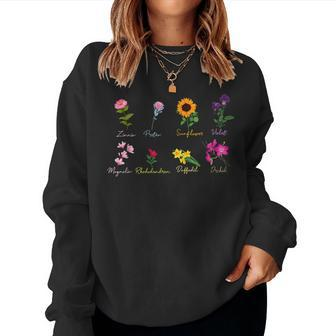 Vintage Inspired Flower Botanical Chart Women Sweatshirt - Thegiftio UK