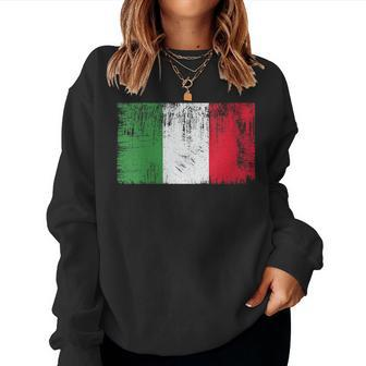 Vintage Italian Banner Fan Italy Flag Italia Retro Women Sweatshirt - Monsterry
