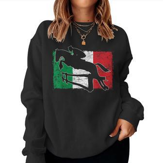 Vintage Italian Flag Italy Horse Jumping Equestrian Women Sweatshirt - Monsterry AU