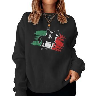 Vintage Italian Italy Flag Horse Jumping Equestrian Women Sweatshirt - Monsterry