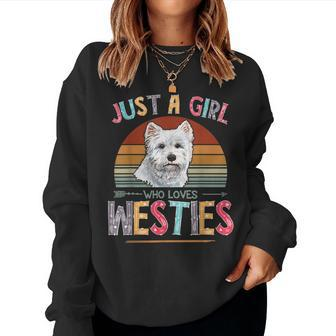 Vintage Just A Girl Who Loves Westies Dog Lovers Women Women Sweatshirt - Monsterry
