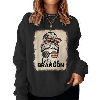 Vintage Messy Bun Let's Go Brandon Women Sweatshirt - Monsterry UK