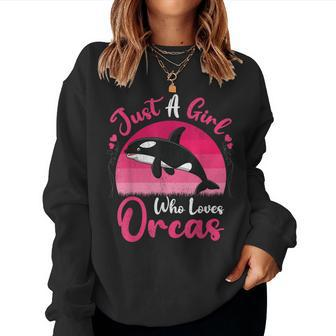 Vintage Orca Fish Lover Just A Girl Who Loves Orcas Women Sweatshirt - Thegiftio UK