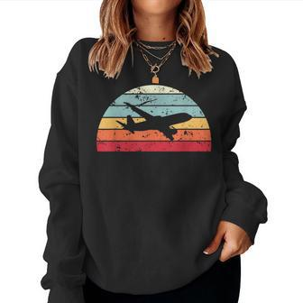 Vintage Plane Spotting Sunset Distressed Sunrise Women Sweatshirt - Monsterry DE