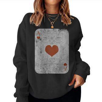 Vintage Poker Playing Cards Ace Of Hearts Women Sweatshirt - Monsterry DE