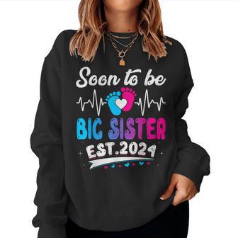 Vintage Promoted To Big Sister 2024 Father's Day Women Sweatshirt - Monsterry DE