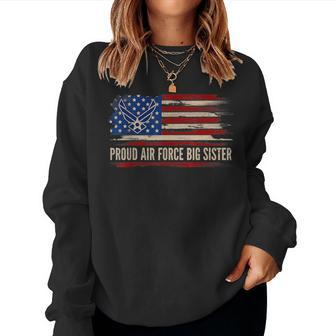 Vintage Proud Air Force Big Sister American Flag Veteran Women Sweatshirt - Monsterry CA