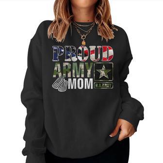 Vintage Proud Army Mom Camo With American Flag Women Sweatshirt - Monsterry AU