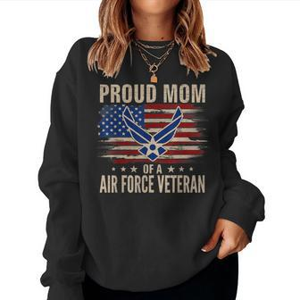 Vintage Proud Mom Of A Air Force Veteran American Flag Women Sweatshirt - Monsterry