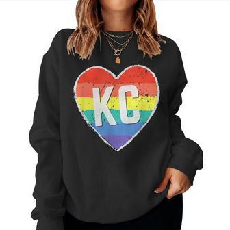 Vintage Rainbow Heart Kc Women Sweatshirt - Monsterry CA