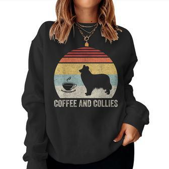 Vintage Retro Coffee And Collies Rough Collie Border Collie Women Sweatshirt - Monsterry AU