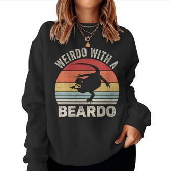 Vintage Retro Weirdo With A Beardo Bearded Dragon Women Sweatshirt - Monsterry