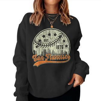 Vintage San Francisco Cityscape Baseball Lover Kid Women Sweatshirt - Monsterry UK