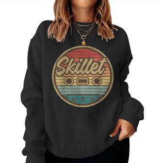 Vintage Skillets Cassette Retro Circle Christian Rock Music Women Sweatshirt - Seseable