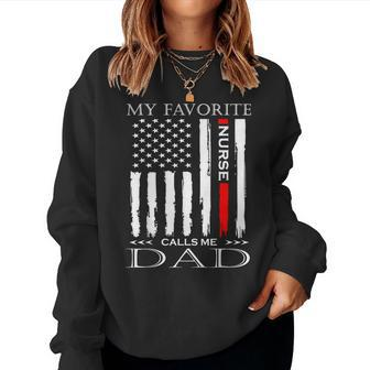 Vintage Usa Flag Fathers Day Dad From Daughter Nurse Women Sweatshirt - Monsterry AU