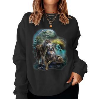 Vintage Wolf Wolf Lovers For Boys And Girls Women Sweatshirt - Thegiftio UK