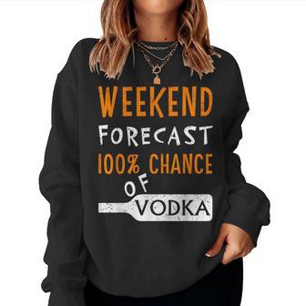 Vodka Humor Weekend Forecast 100 Chance Of Vodka Women Sweatshirt - Thegiftio UK