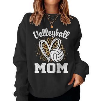 Volleyball Mom Leopard Heart Women Sweatshirt - Monsterry AU