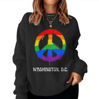 Washington Dc Lgbtq Gay Pride Lgbt Rainbow Groovy Equality Women Sweatshirt - Monsterry