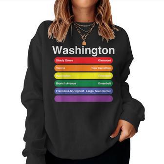 Washington Dc Pride Rainbow Flag Color Metro Train Lines Women Sweatshirt - Monsterry UK