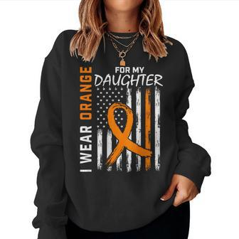 I Wear Orange For My Daughter Ms Awareness Flag Back Graphic Women Sweatshirt - Seseable