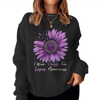 I Wear Purple For Lupus Awareness Sunflower Women Sweatshirt | Mazezy AU