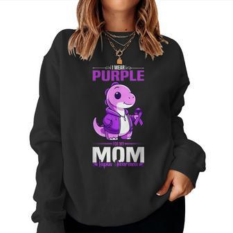 I Wear Purple For My Mom Lupus Awareness Dinosaur Women Sweatshirt - Monsterry AU