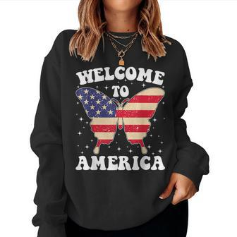 Welcome To America Patriotic Butterfly New American Citizen Women Sweatshirt - Monsterry UK