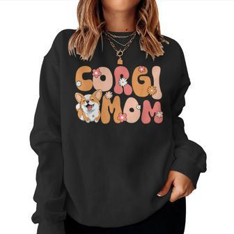 Welsh Corgi Pembroke Groovy World's Best Corgi Mom Women Sweatshirt - Seseable
