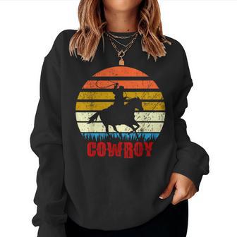 Western Cowboy Rodeo Horse Retro Style Vintage Sunset Women Sweatshirt - Monsterry AU