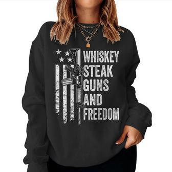 Whiskey Steak Guns And Freedom Usa Bbq Gun On Back Women Sweatshirt - Monsterry DE