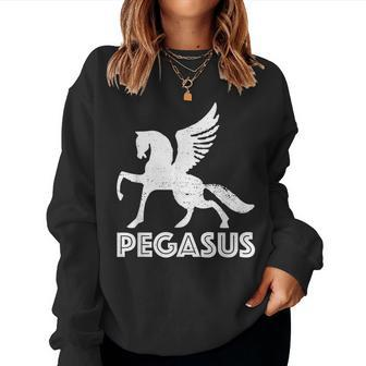 White Pegasus T Distressed Magic Unicorn Horse Galaxy Women Sweatshirt - Monsterry