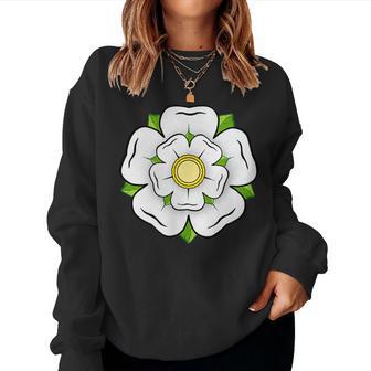 White Rose Of York Flower English Flag Heraldy Yorkshire Women Sweatshirt - Thegiftio UK