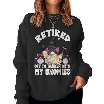Wine And Cat Grandpa Retirement Gnome For Retired Dad Women Sweatshirt - Monsterry DE