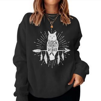 Wisdom Begins In Wonder Native American Owl Feathers Women Sweatshirt - Monsterry UK