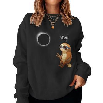 Woah Sloth Solar Eclipse 2024 Eclipse Sloth Women Sweatshirt - Monsterry
