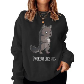 I Woke Up Like This Coffee And Wolf Women Sweatshirt - Monsterry CA